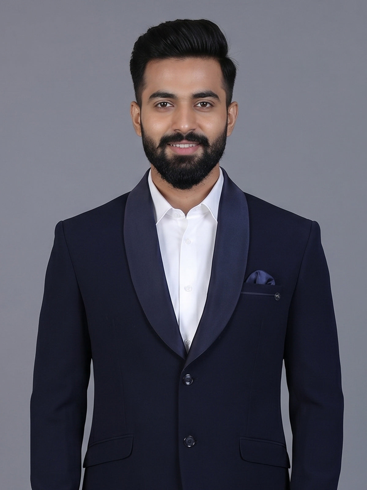 Navy terry rayon blazer for formal occasions