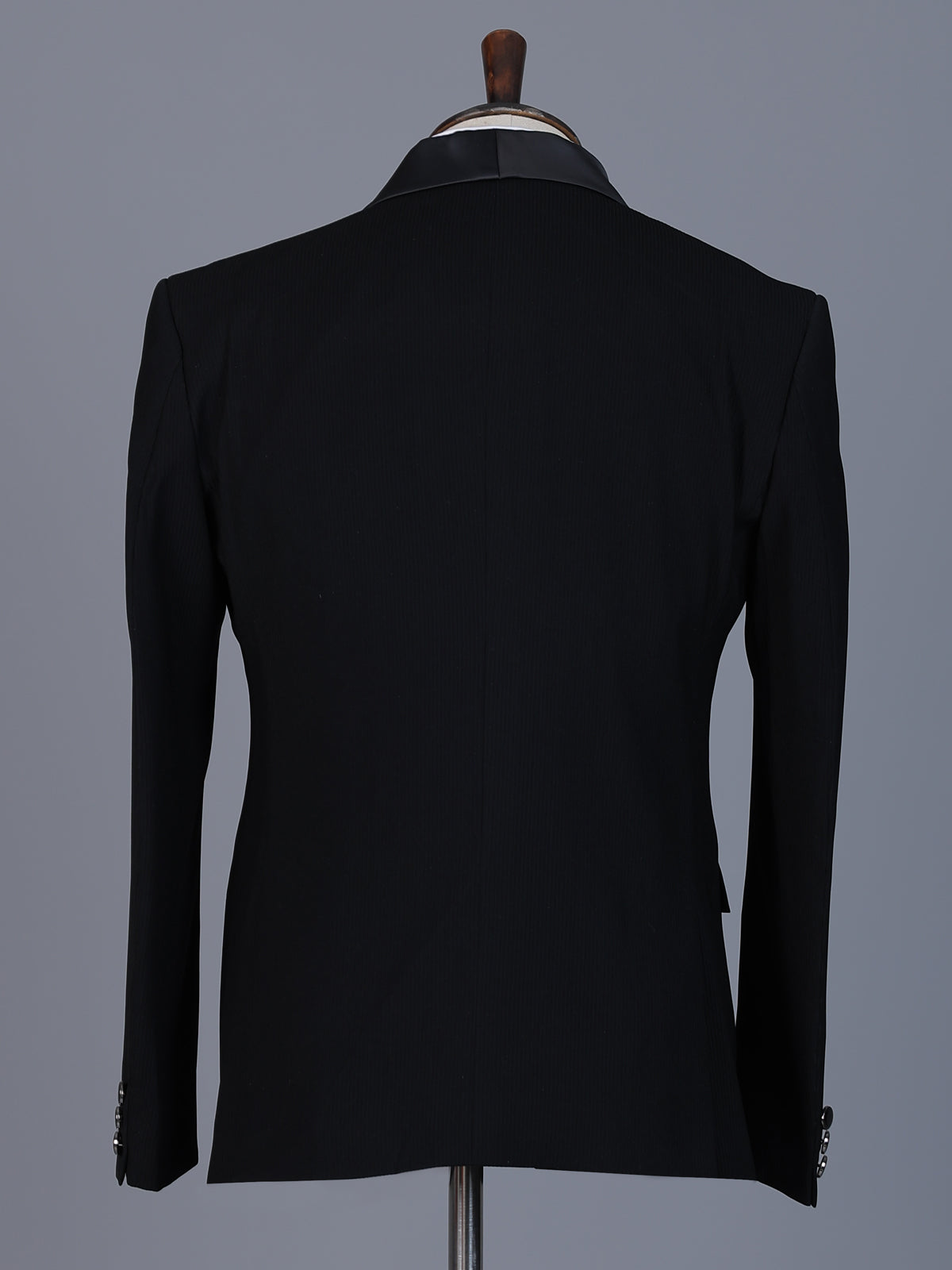 Black solid terry rayon blazer for party wear