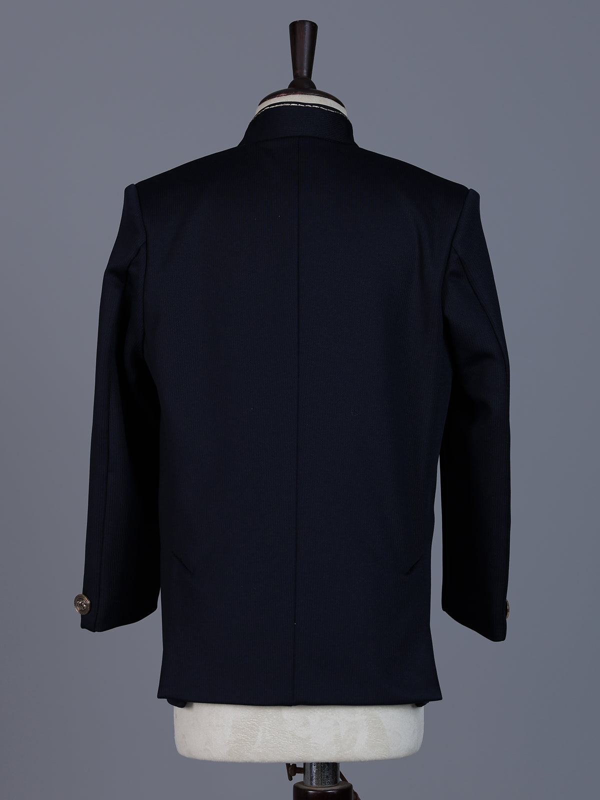 Navy polyester viscose jodhpuri suit with brooch