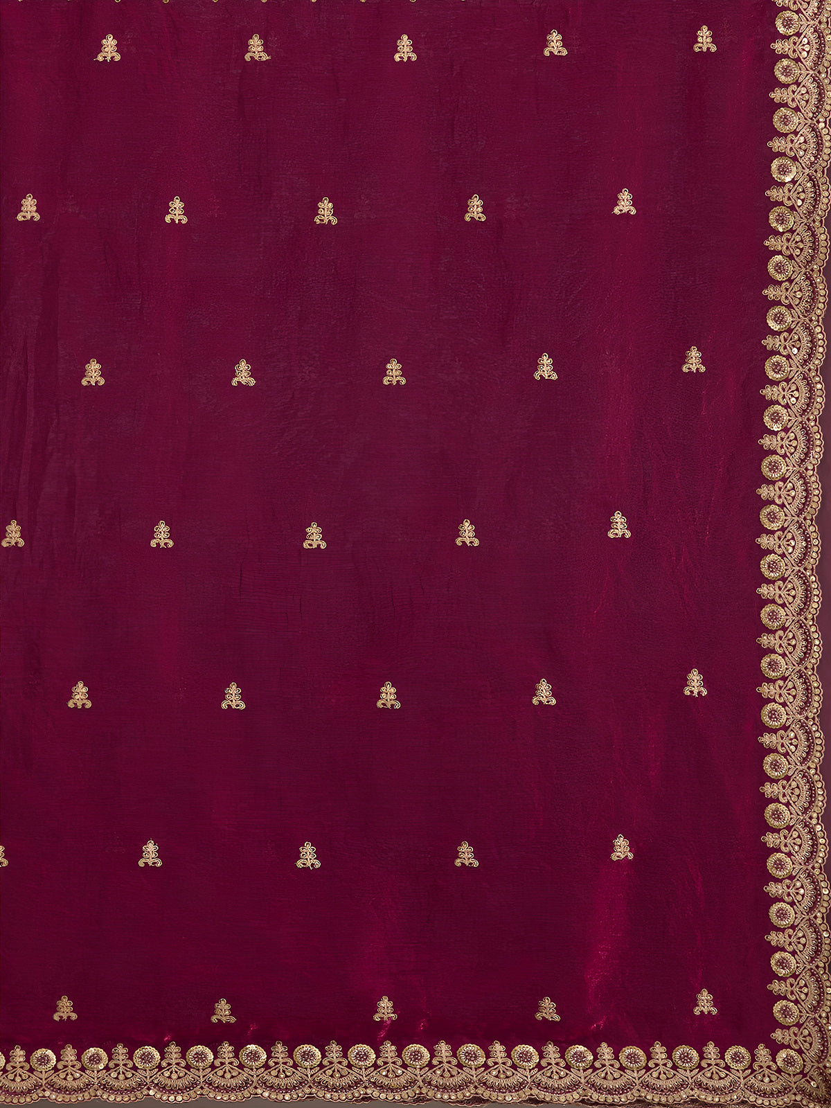 Maroon festive wear tissue saree
