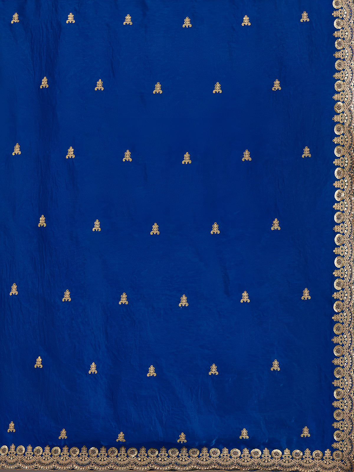 Royal blue tissue saree with thread and sequins work