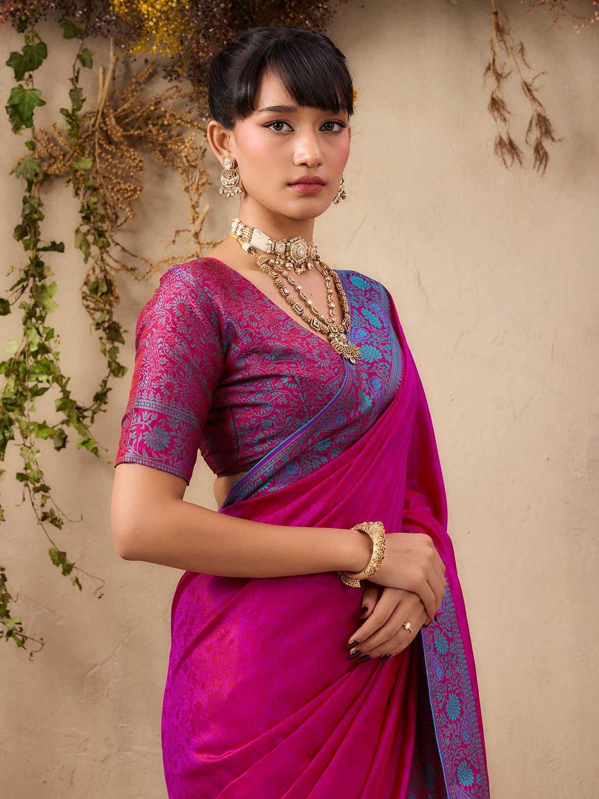 Elegant pink kanjivaram silk festive saree collection