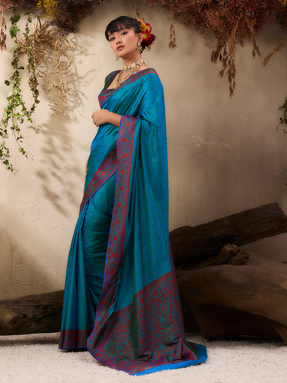 Graceful blue kanjivaram silk traditional festive saree