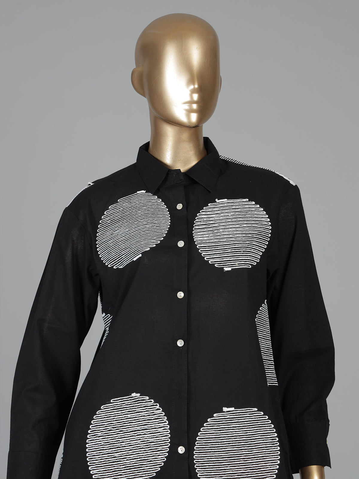 Black cotton casual wear co ord set with thread detailing