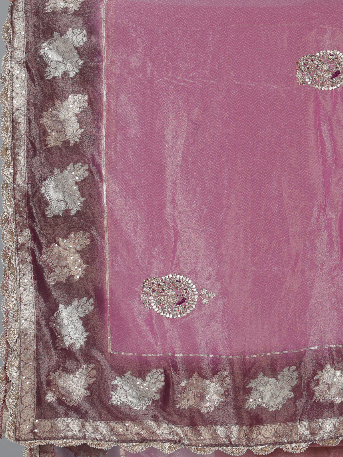 Wine dola silk embroidered festive party saree