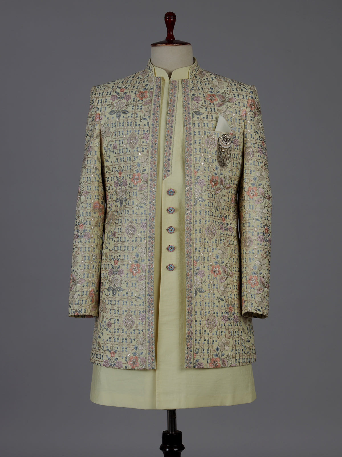 Cream designer contemporary Indo western set