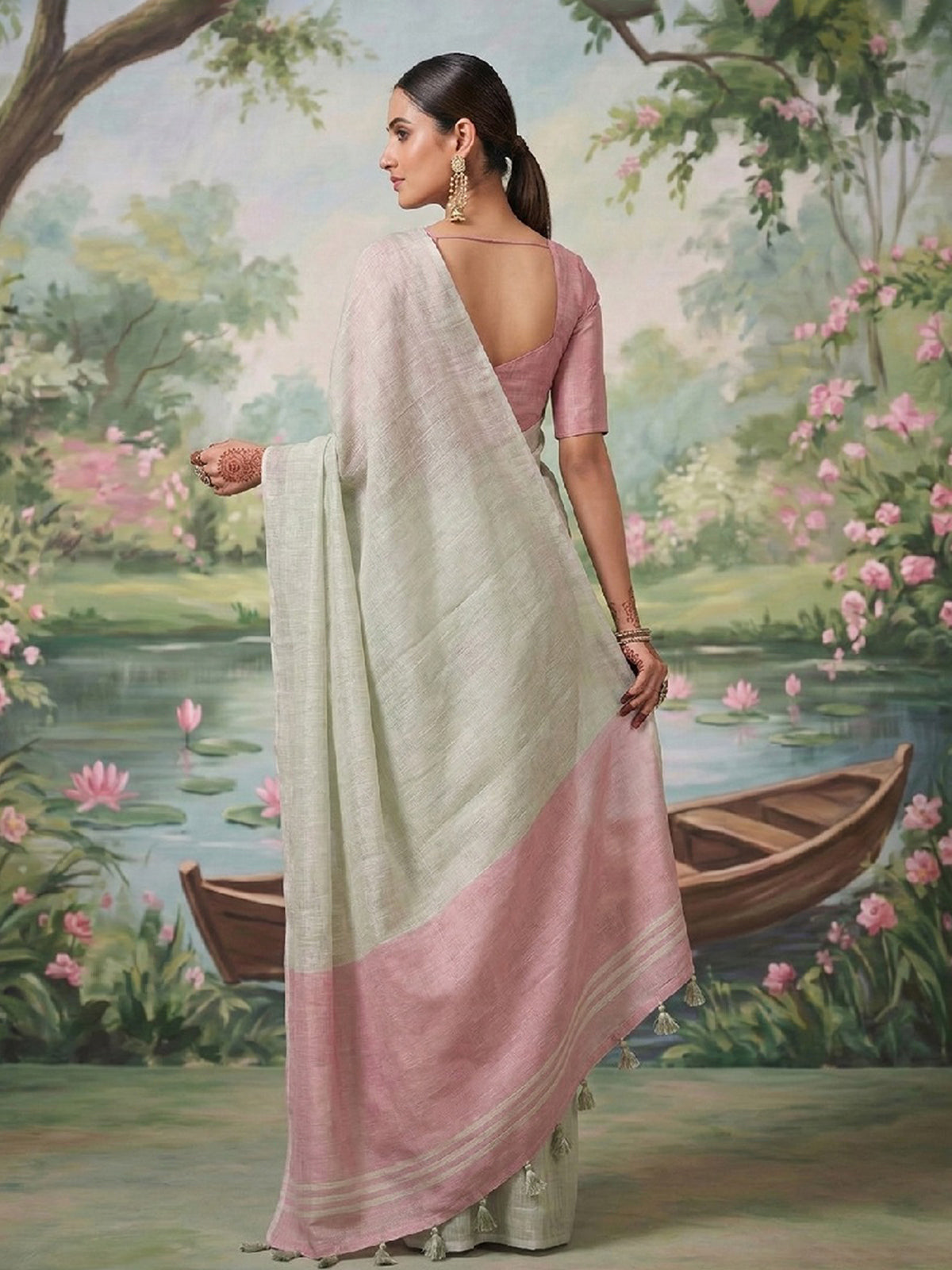Mint frost woven tissue silk saree