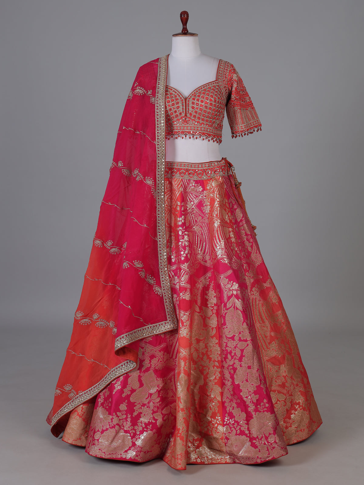 Red Banarasi wedding lehenga choli