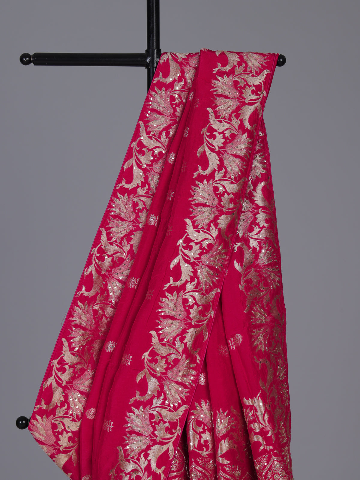 Rani pink silk festive wear saree
