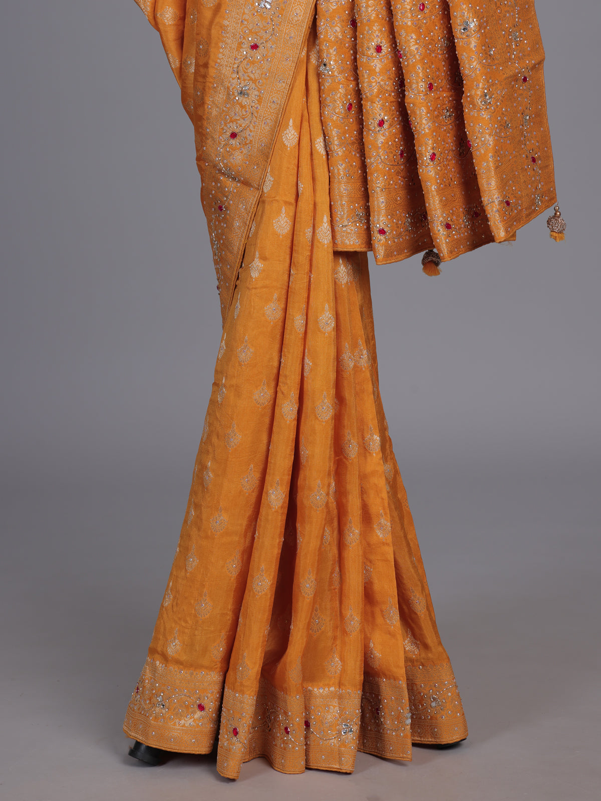 Turmeric yellow silk festive saree