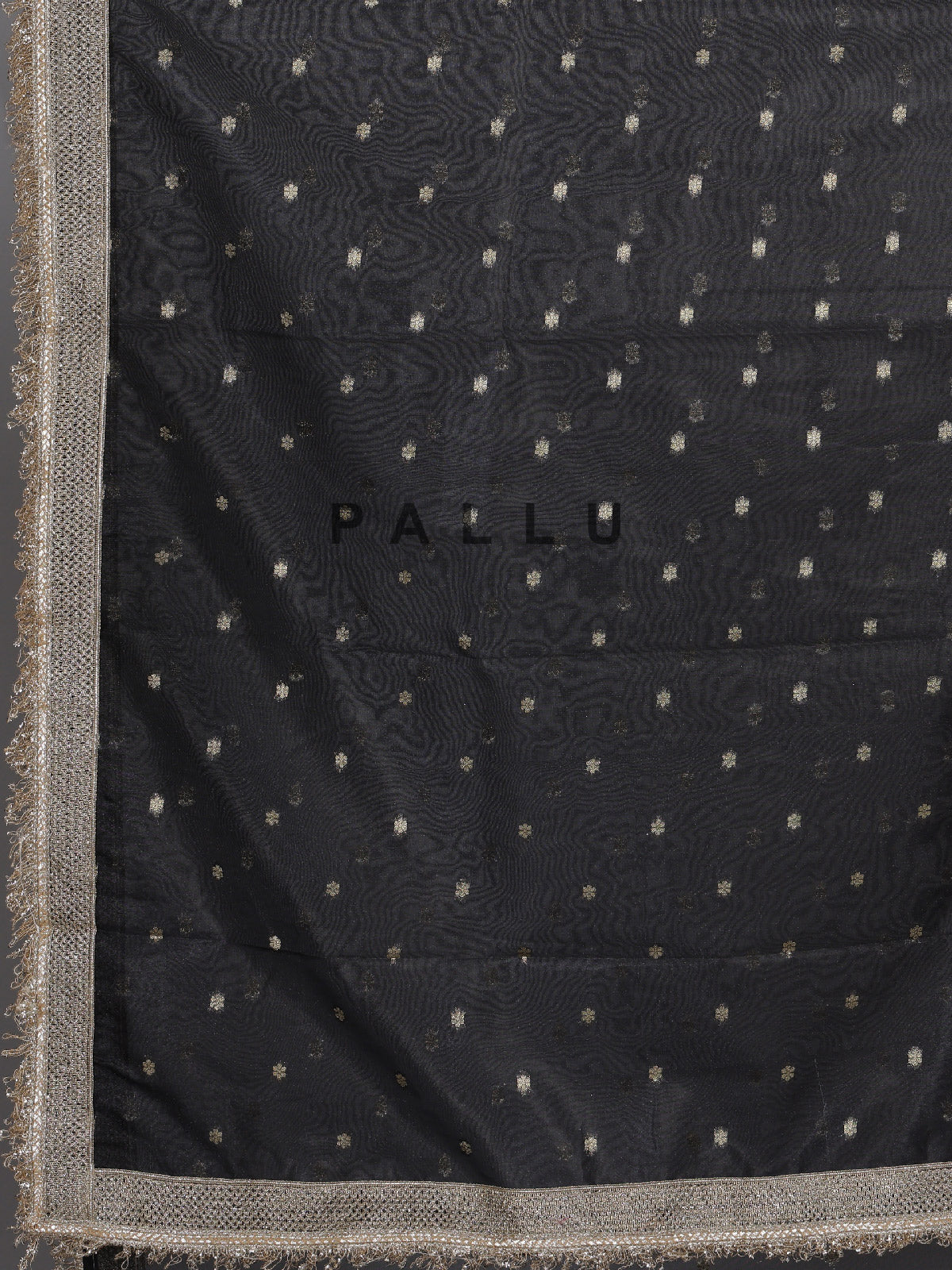 Black embellished semi soft tissue reception saree