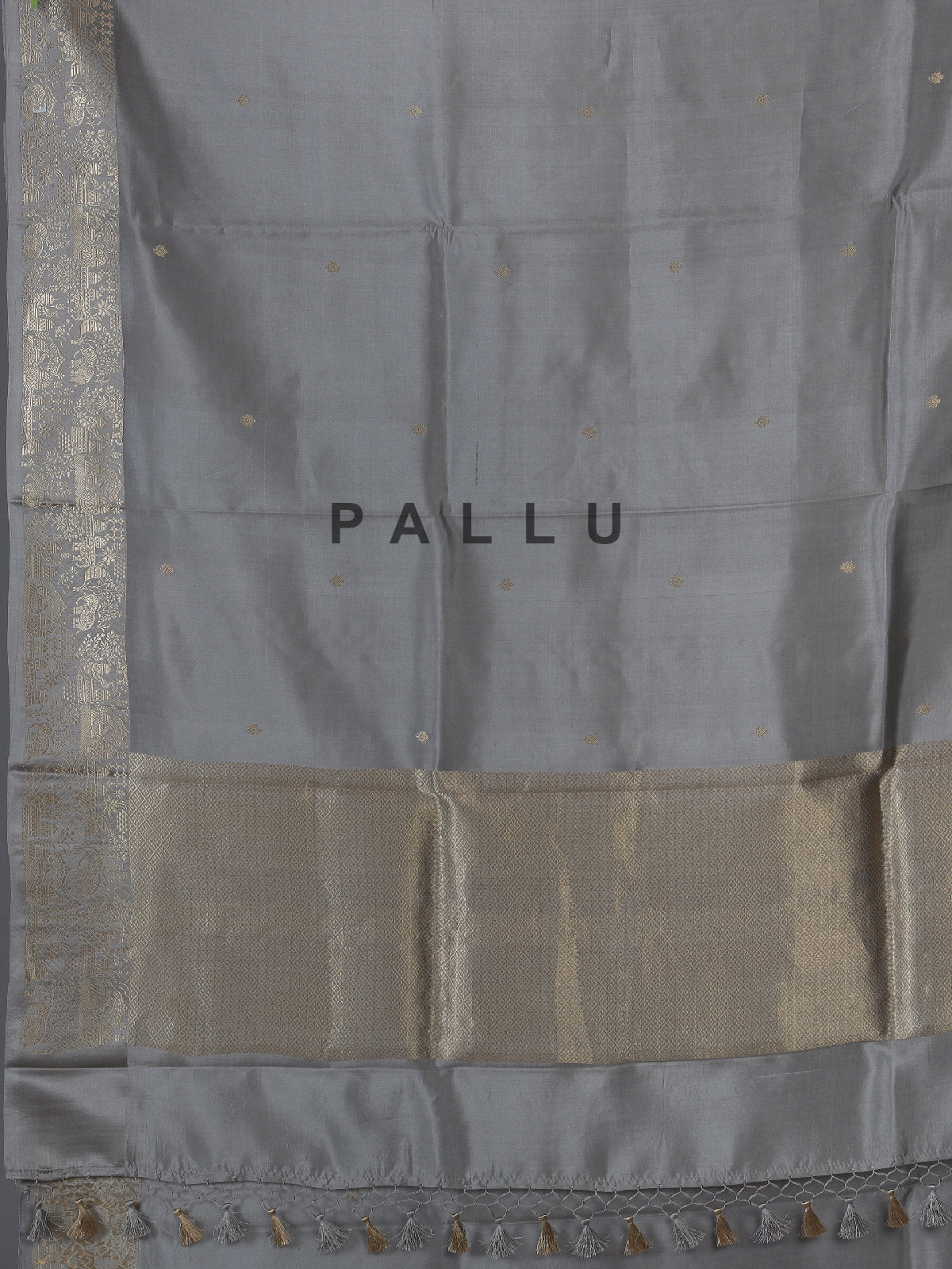 Grey artisanal floral zari raw silk saree