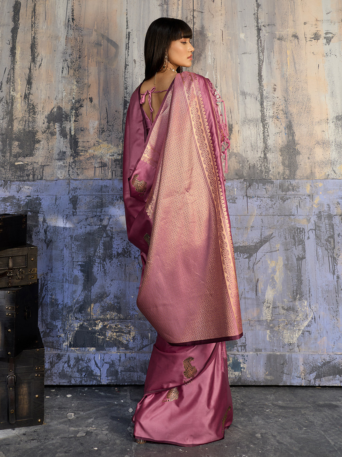 Pink radiant handloom wedding saree glamour statement