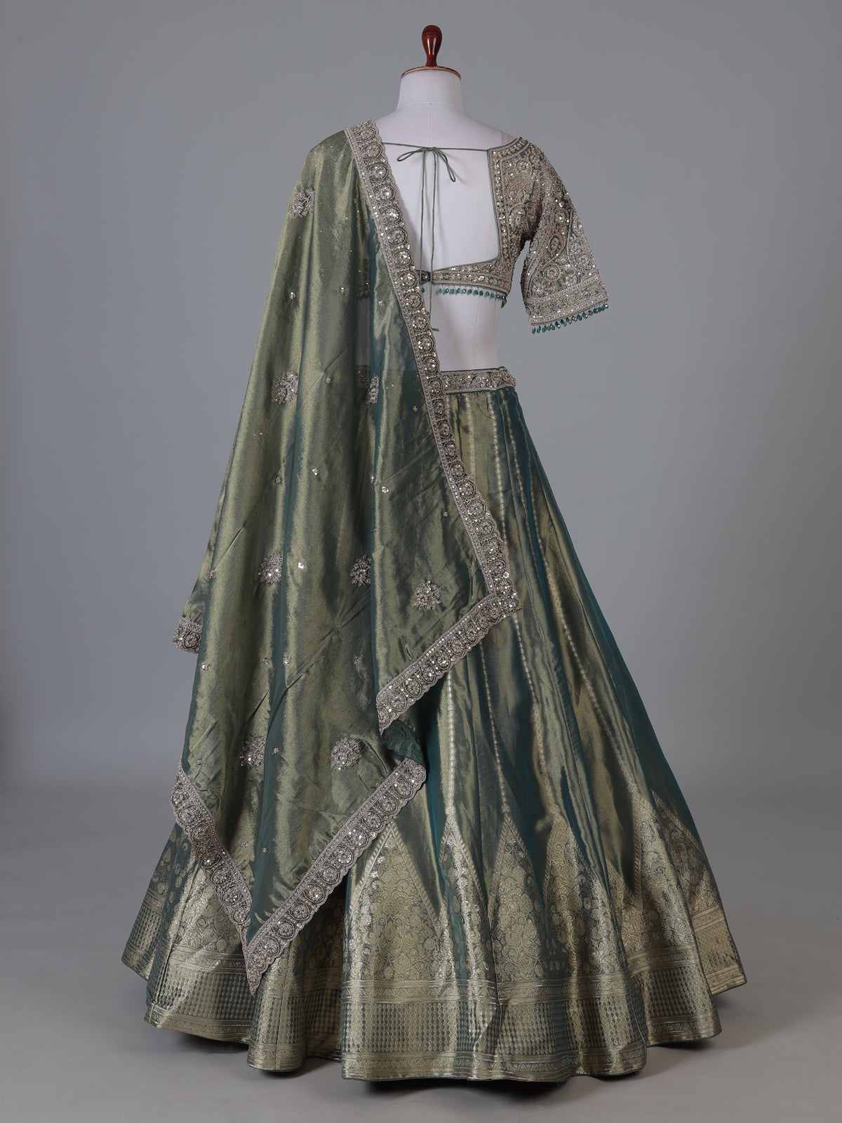 Pastel green Banarasi silk lehenga choli
