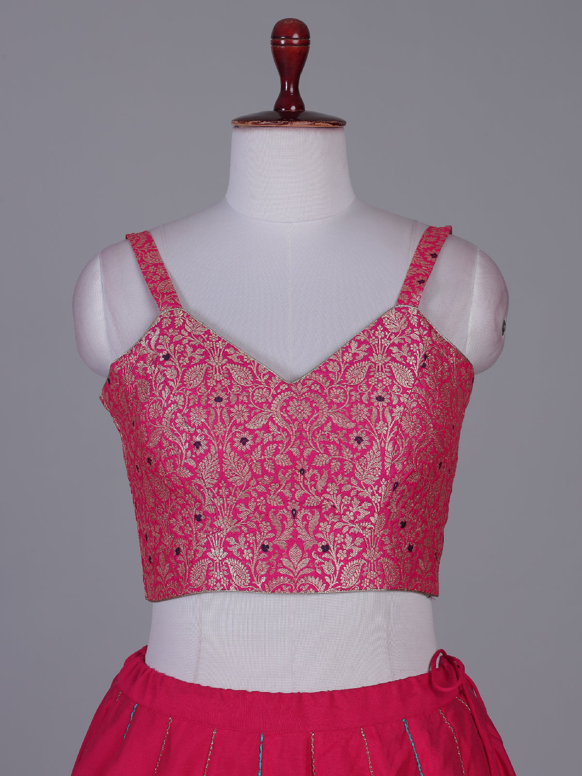 Rani pink festive glamour lehenga with brocade charm
