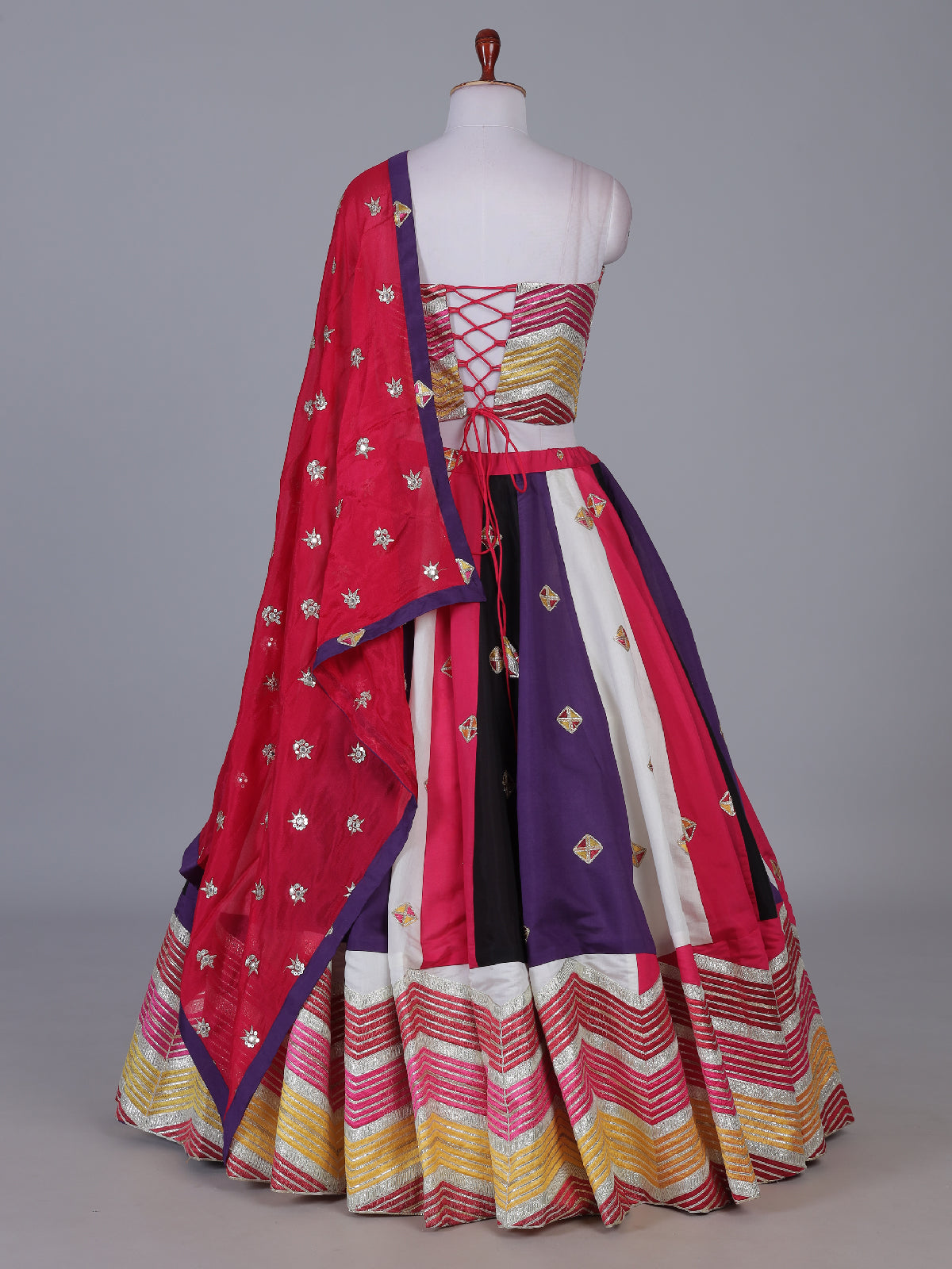 Multicolor chevron sparkle lehenga for festive twirls