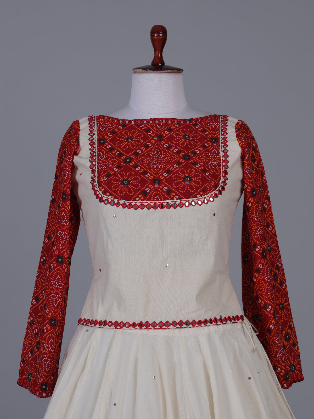 Red bandhani heritage lehenga with festive flair