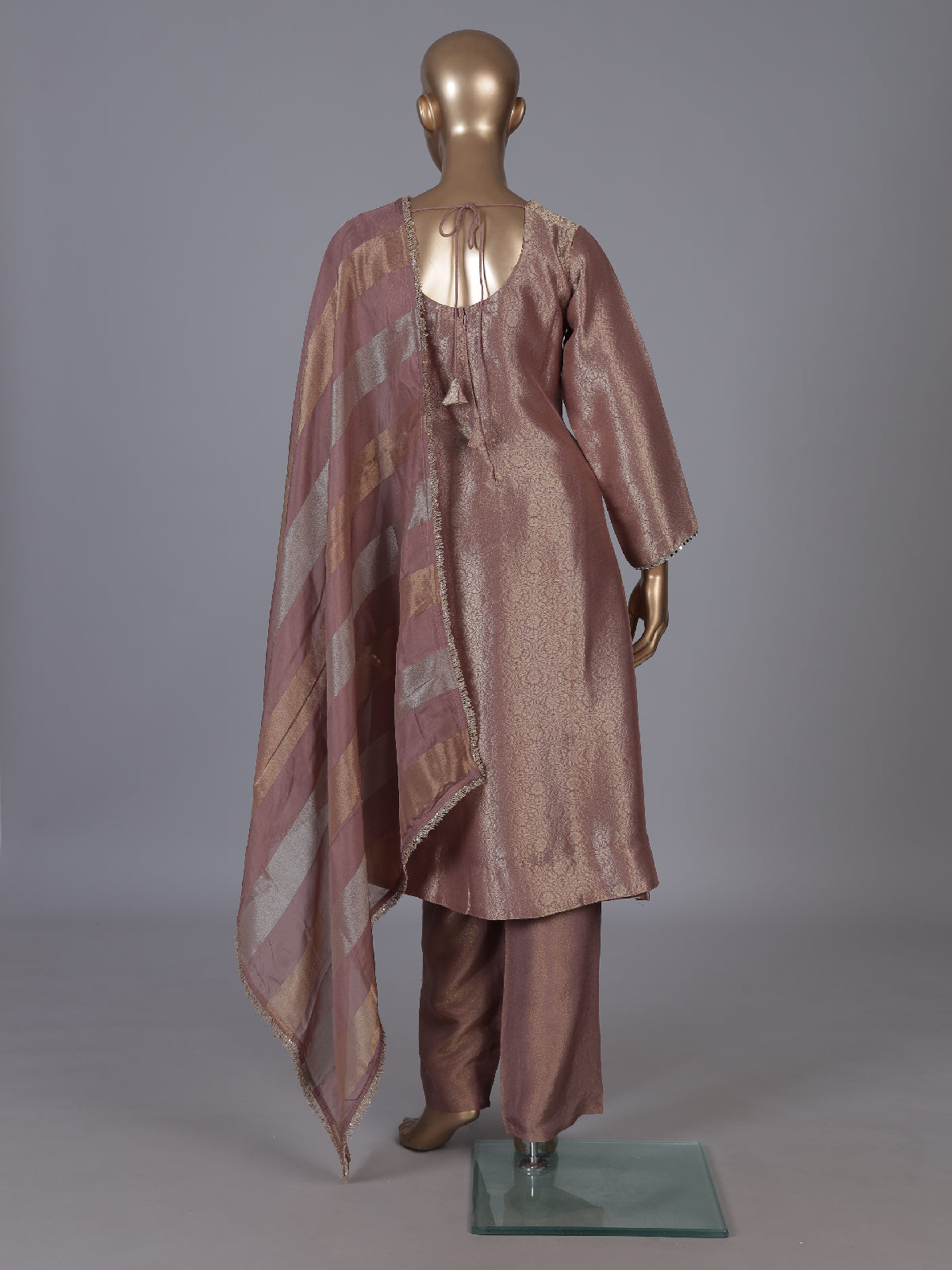 Onion pink brocade salwar suit with