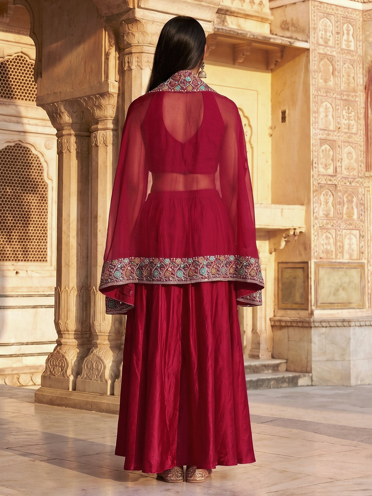 Magenta runway glamour indo western suit