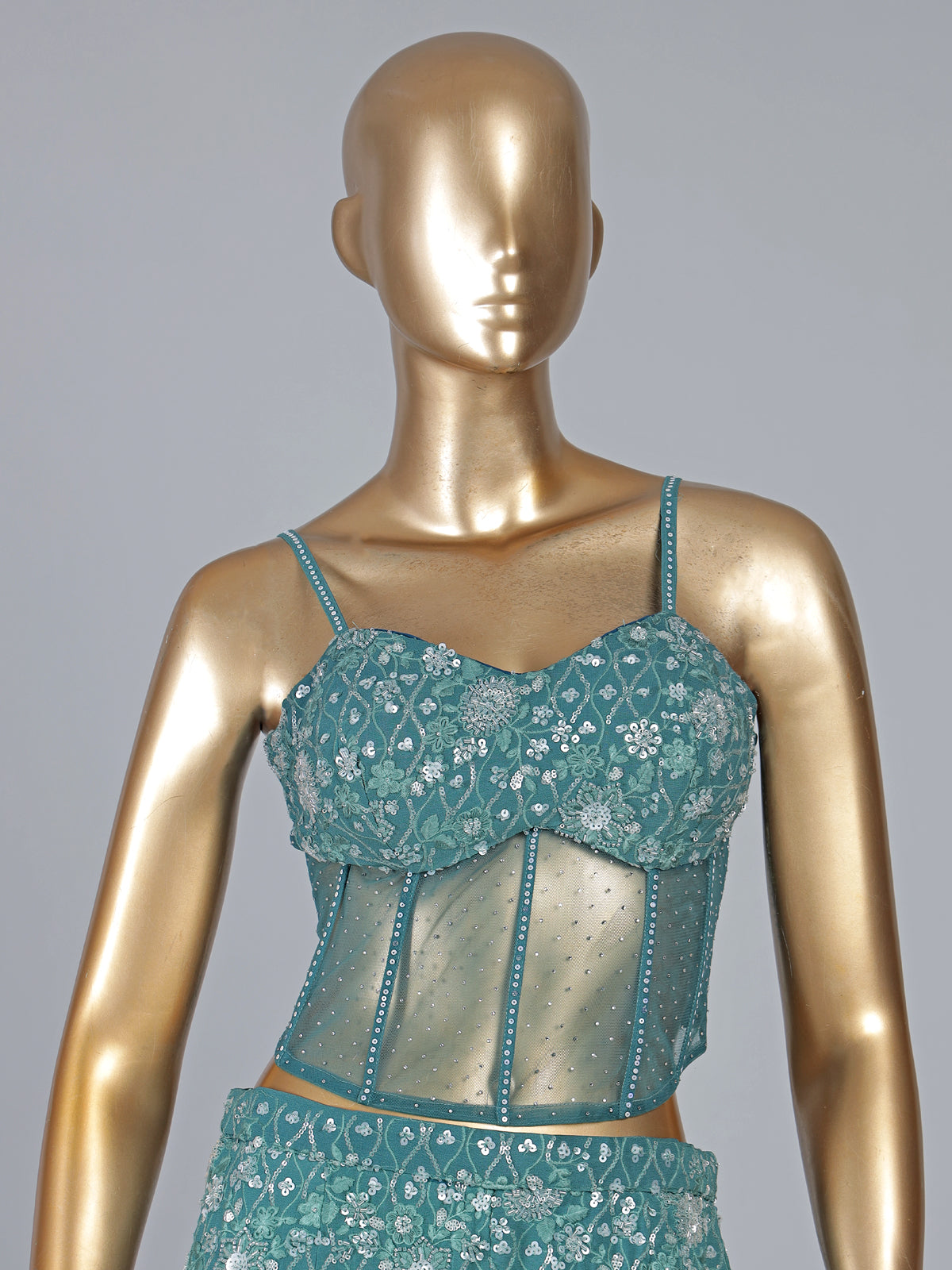 Blue georgette designer party wear palazzo suit