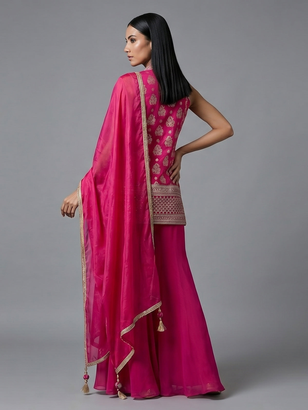 Rani georgette zardosi worked festive salwar suit