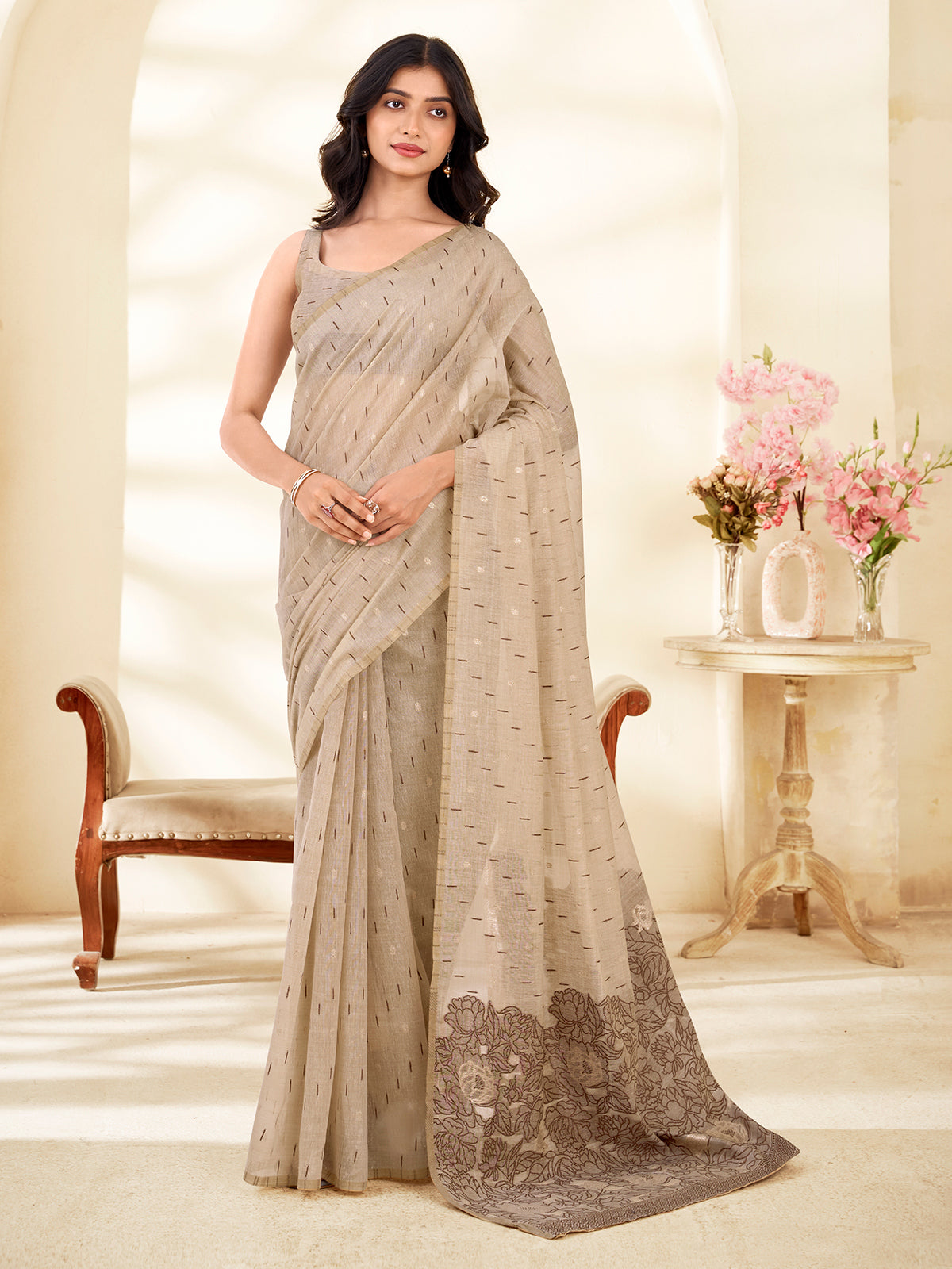 Black heritage threadwork saree with modern elegance