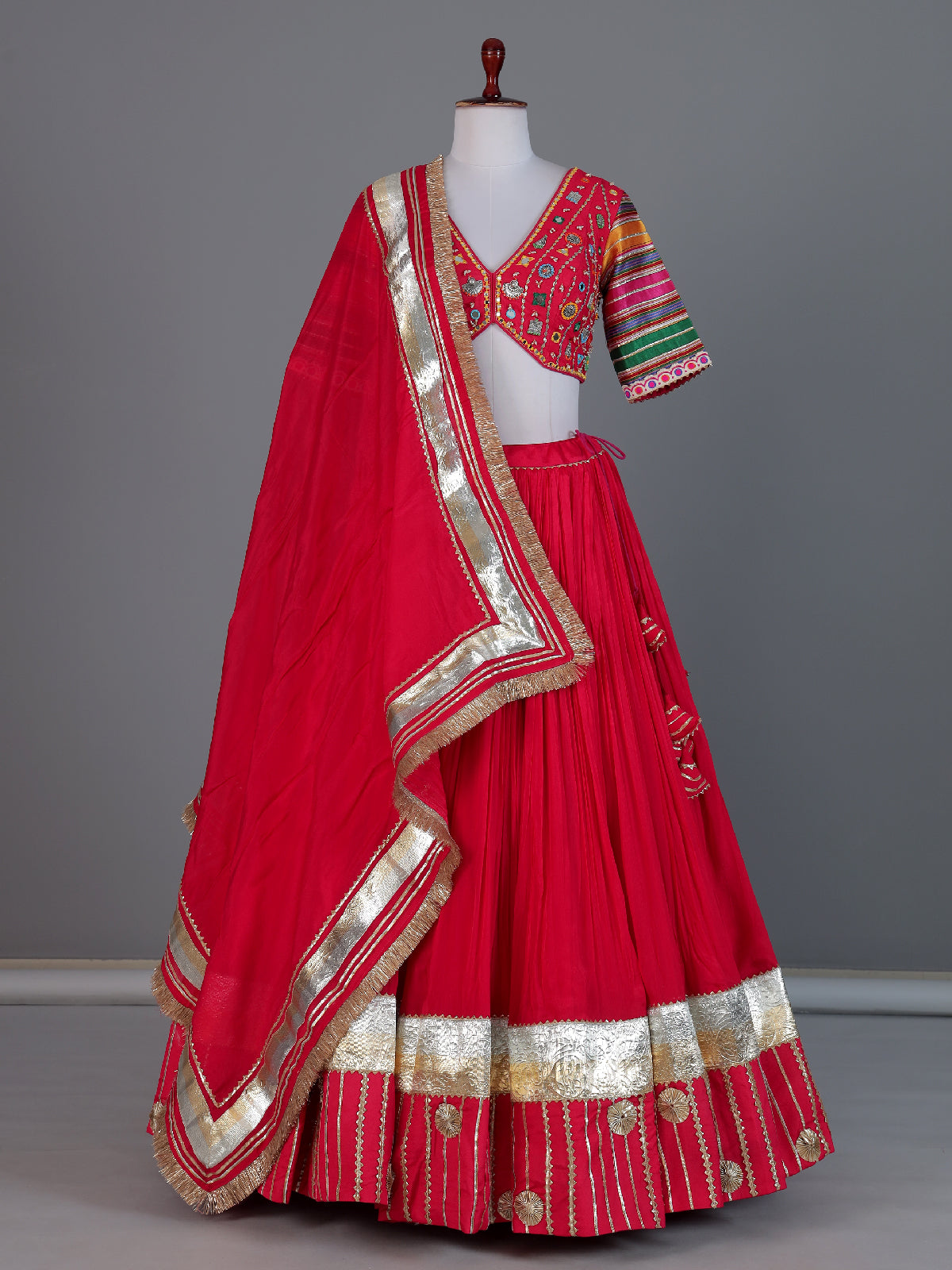 Red silk festive lehenga choli