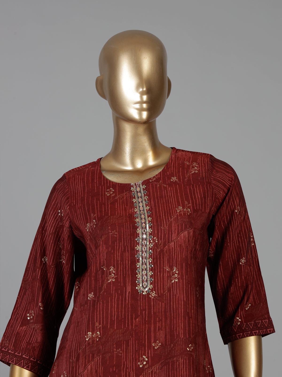 Maroon cotton festive kurti set with ombre dupatta