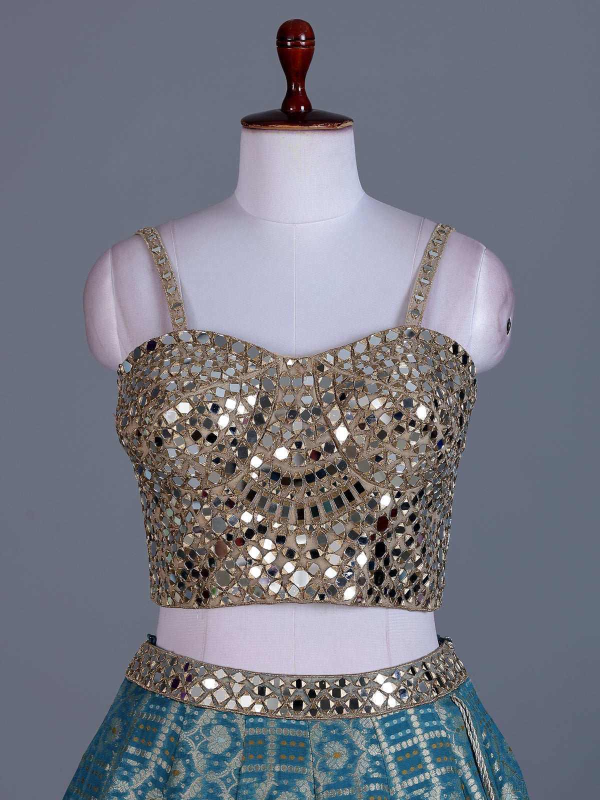 Rama blue banarasi silk wedding lehenga choli