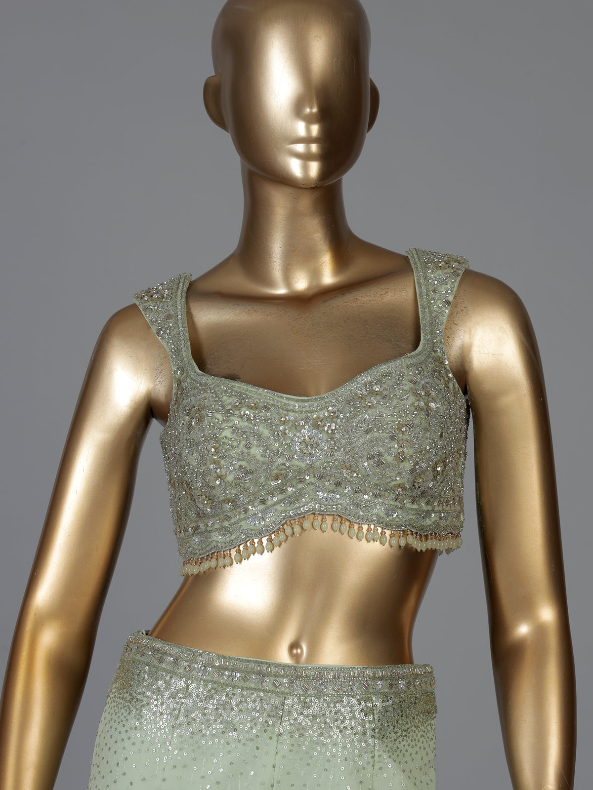 Pista green georgette designer sharara suit elegance