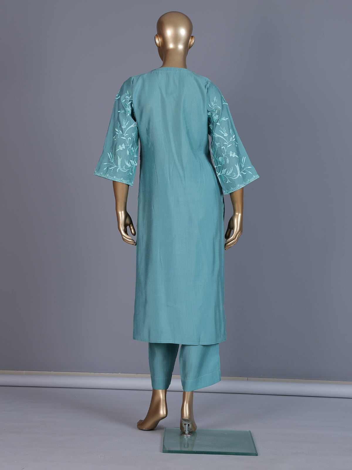 Sky blue silk bodice style kurti set