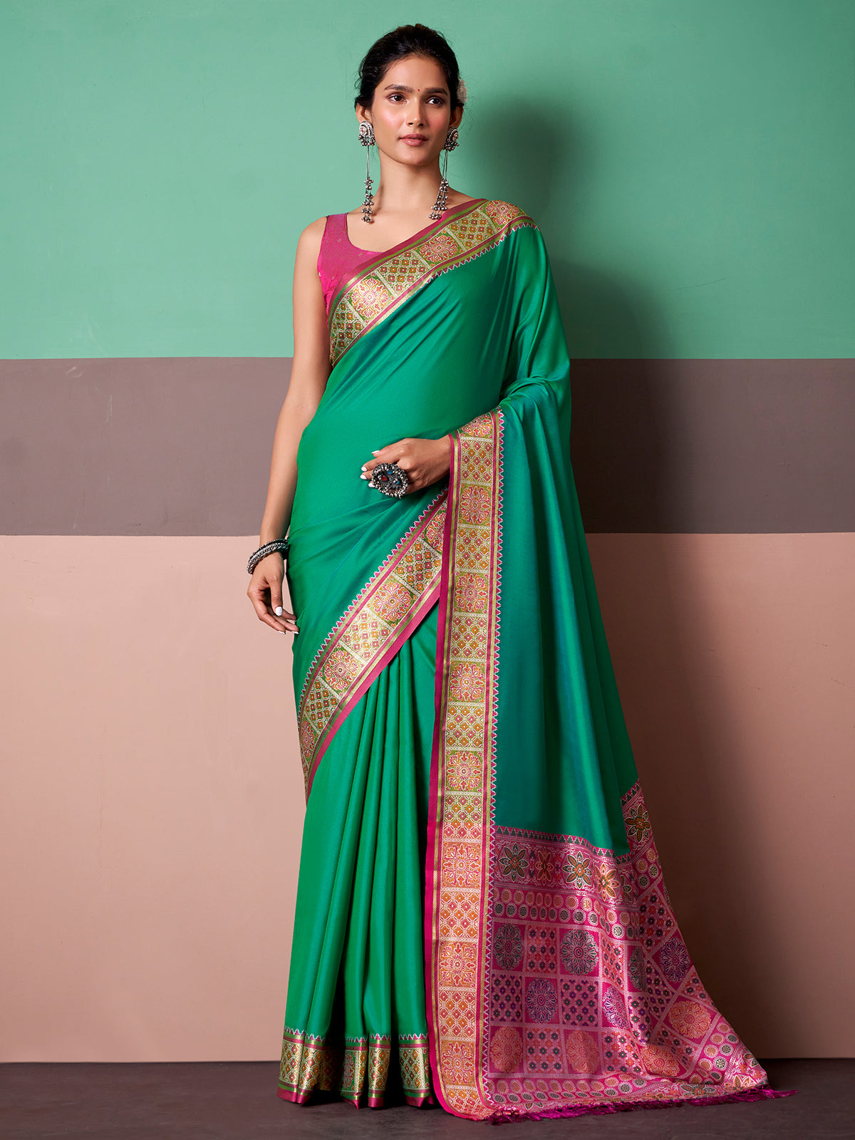 Mint green royal patola silk saree