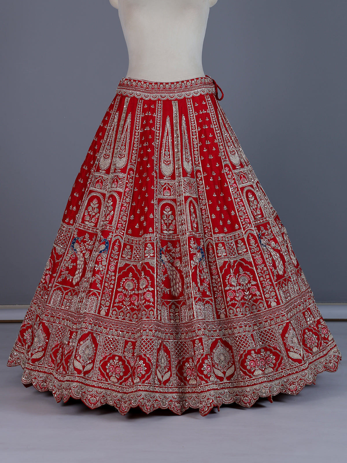 Red elegant banarasi silk lehenga choli with dupatta
