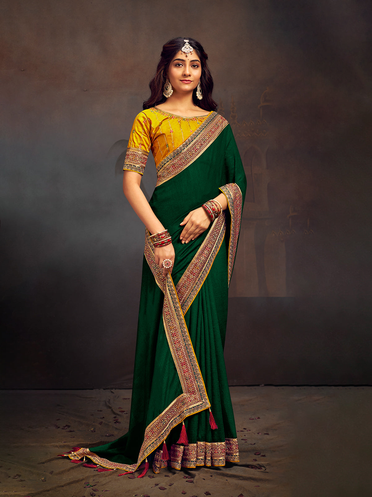 Green designer banglori silk festive saree