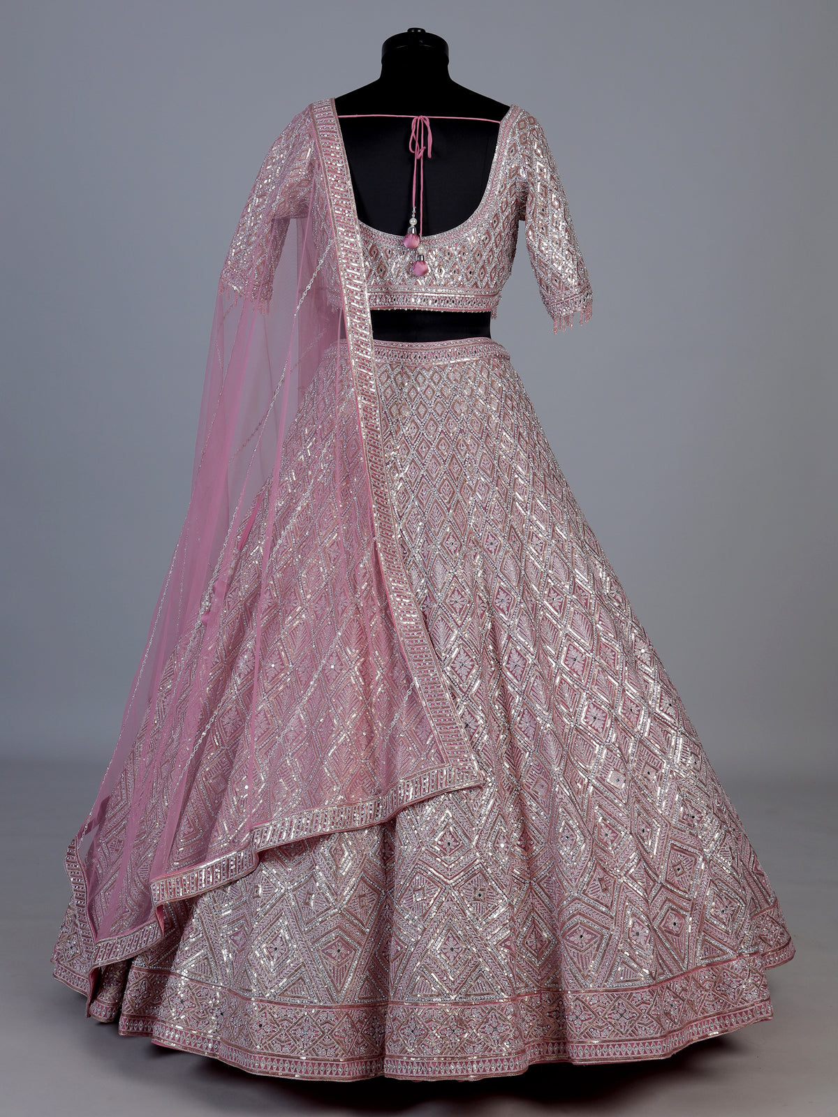 Onion pink designer net lehenga choli