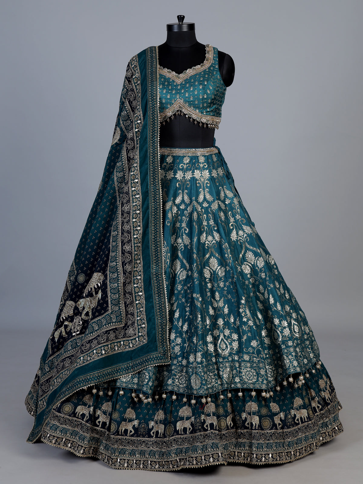 Peacock green banarasi silk lehenga choli