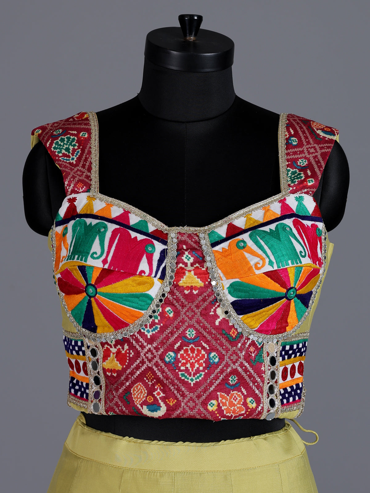 Yellow satin silk lehenga choli with dupatta