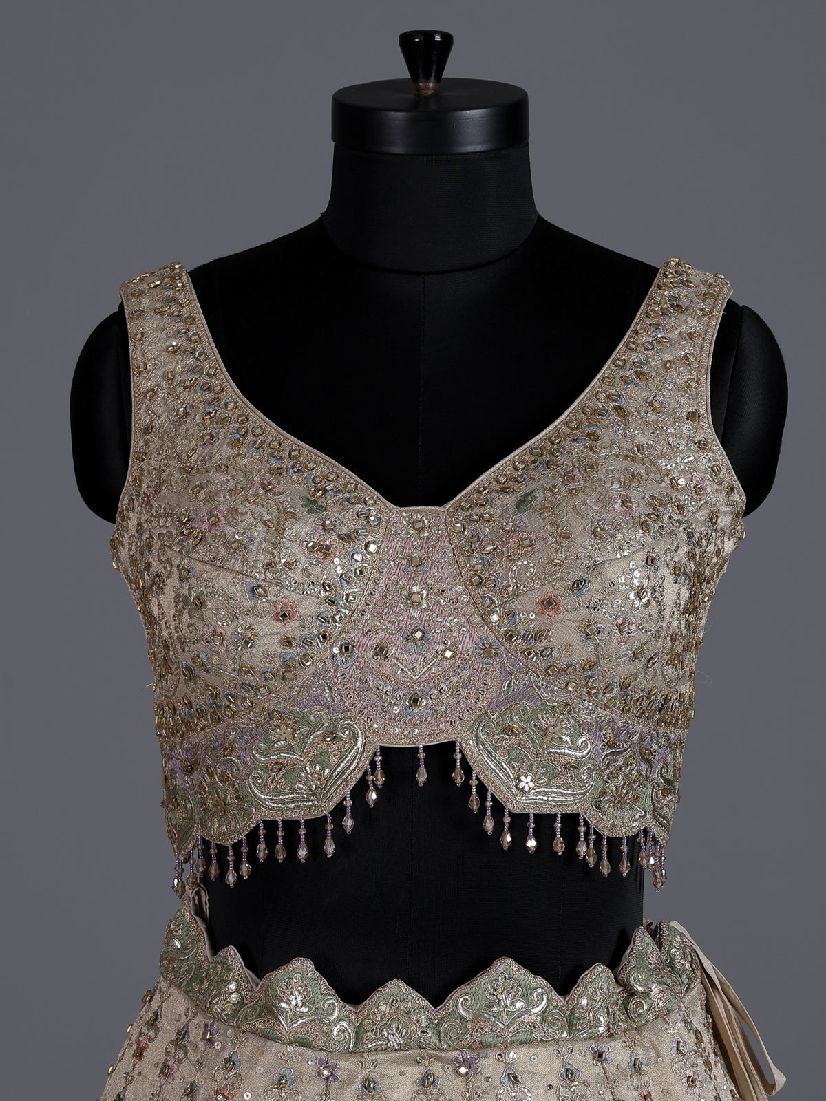 Light purple silk embellished lehenga choli with dupatta