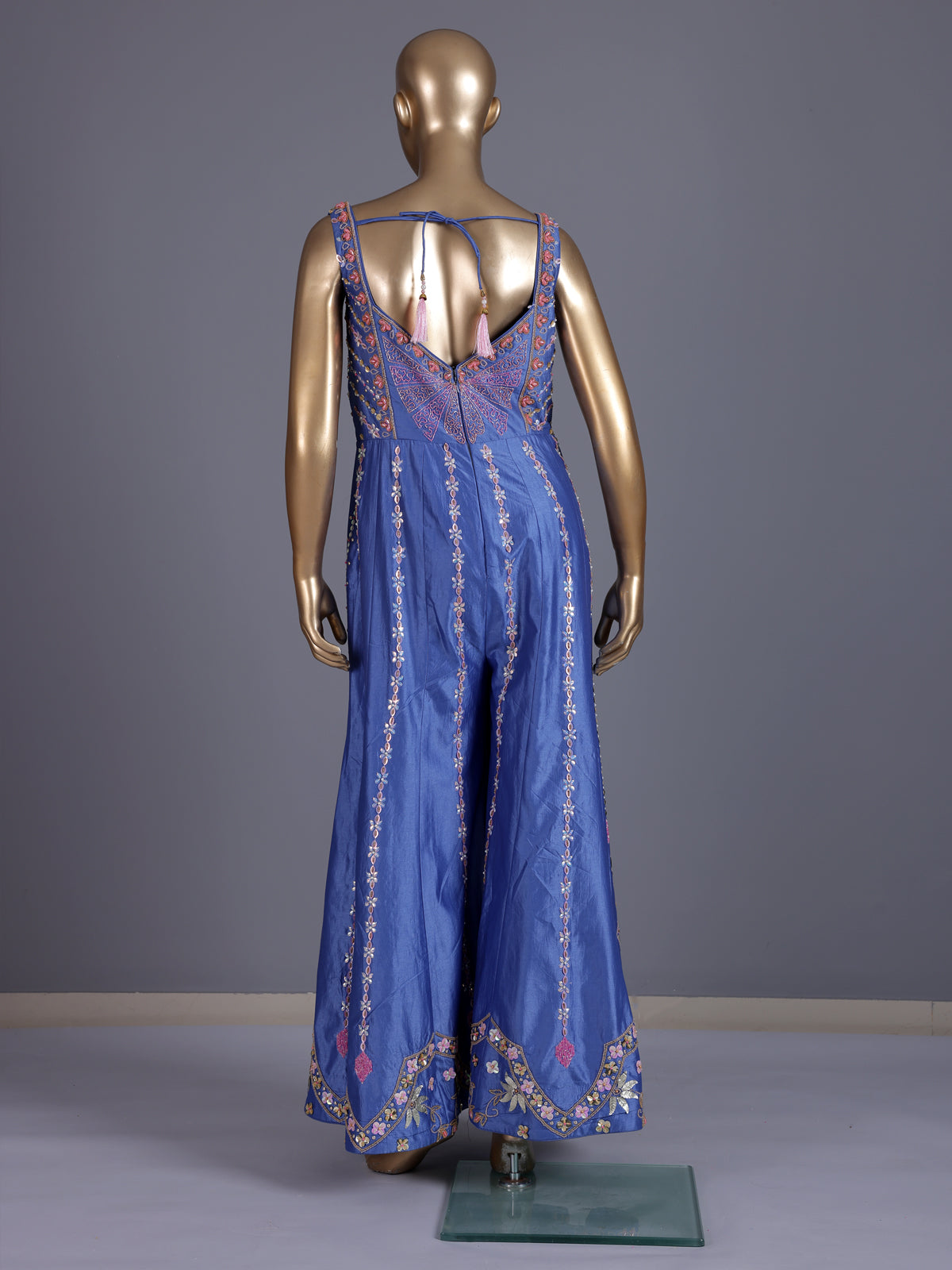 Blue premium silk indo western jumpsuit