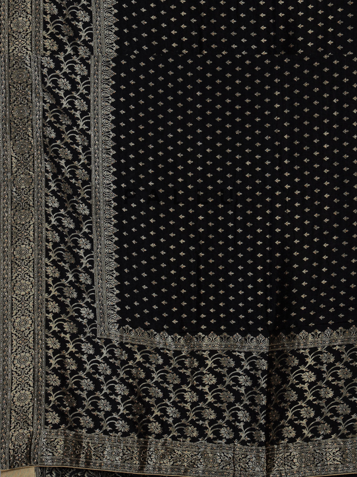 Black royal dola silk saree with zari
