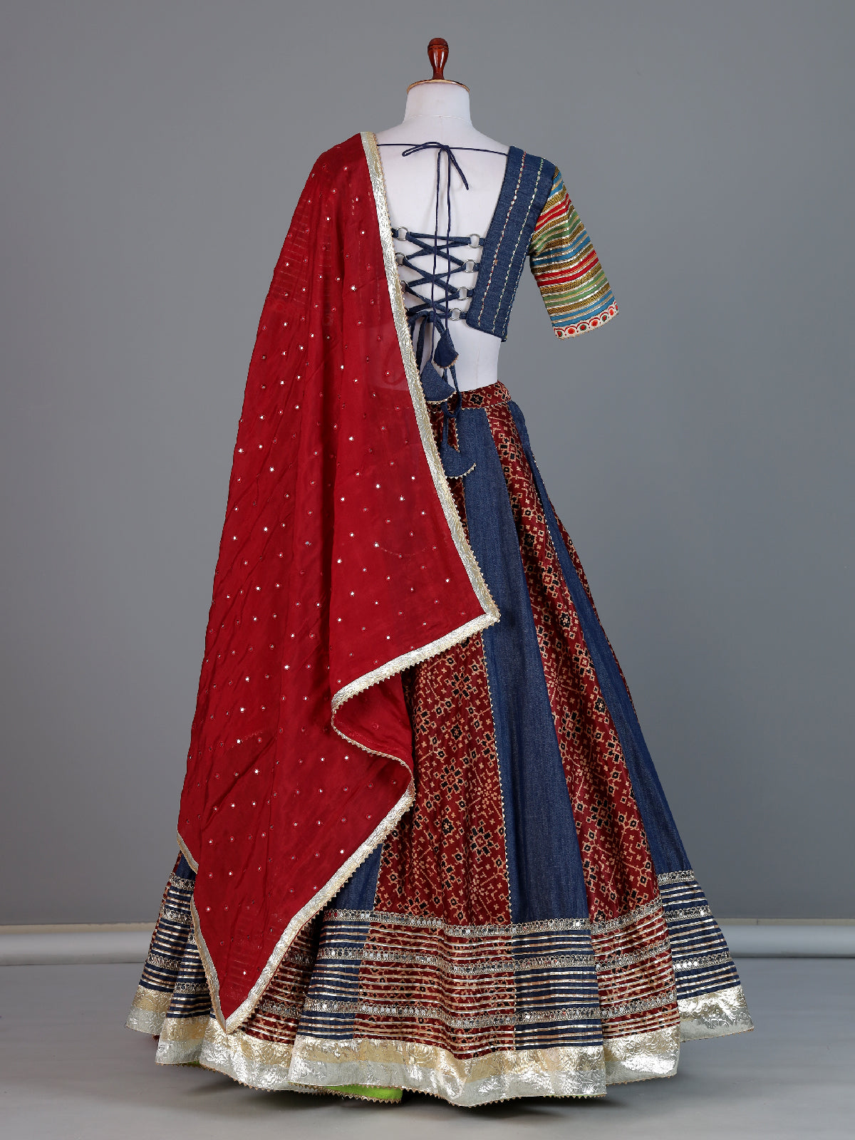 Indigo blue Patola print navratri wear lehenga choli