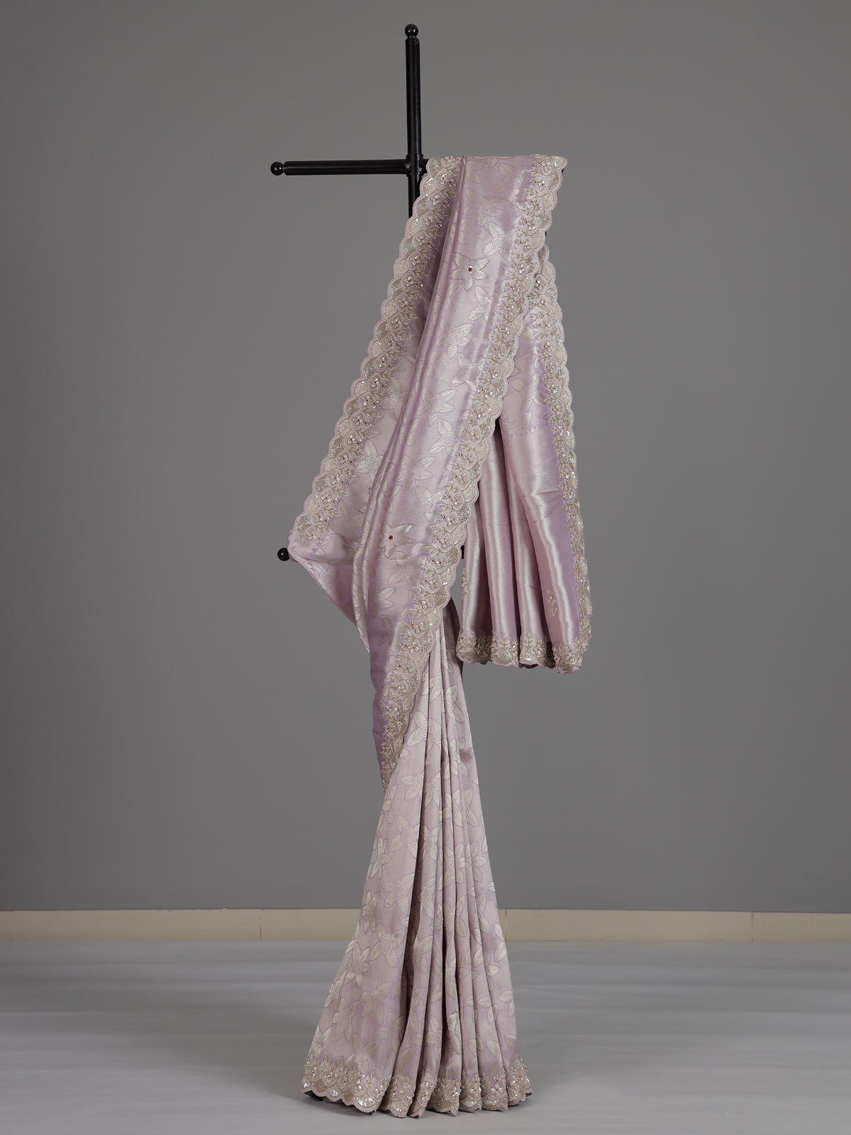 Light purple ziraf silk designer saree with intricate