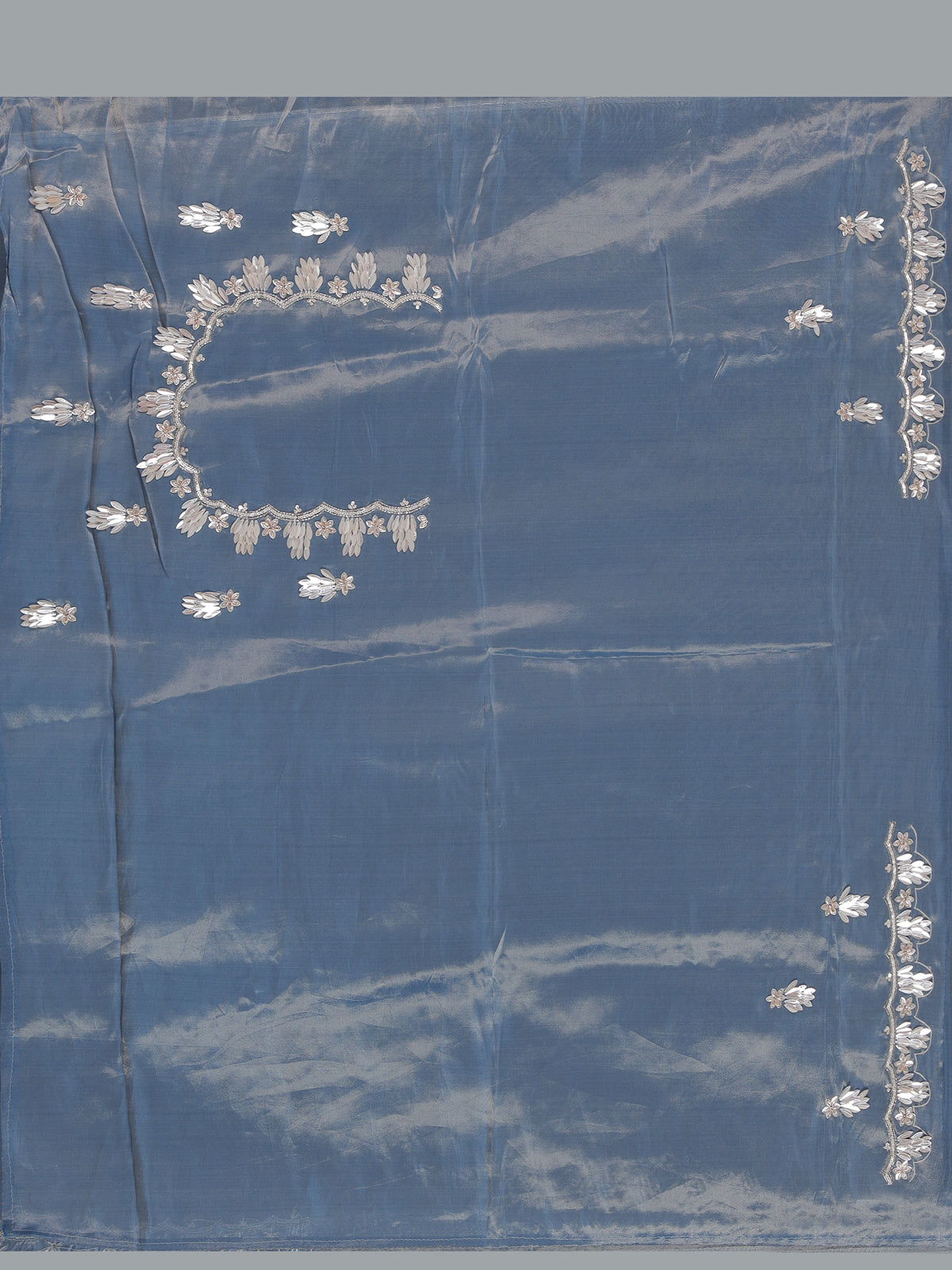Elegant stone blue tissue silk saree for reception and party