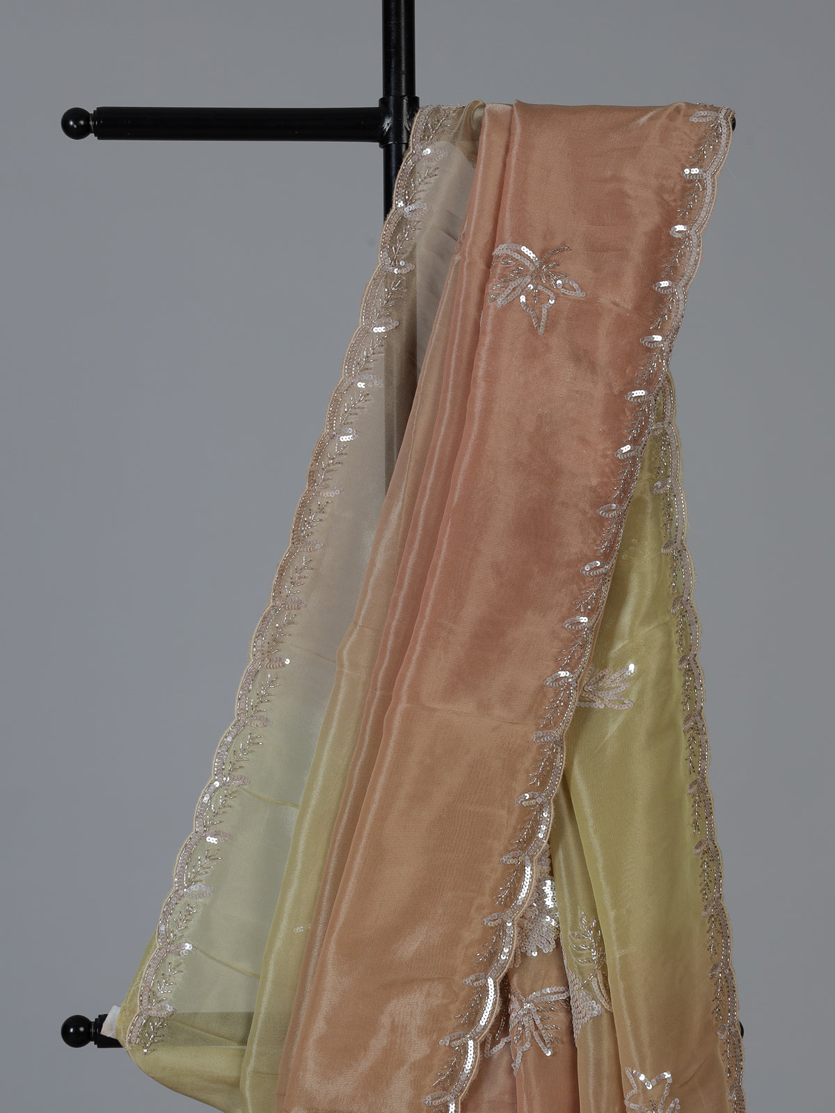 Pastel multi color tissue silk shaded saree with graceful festive charm