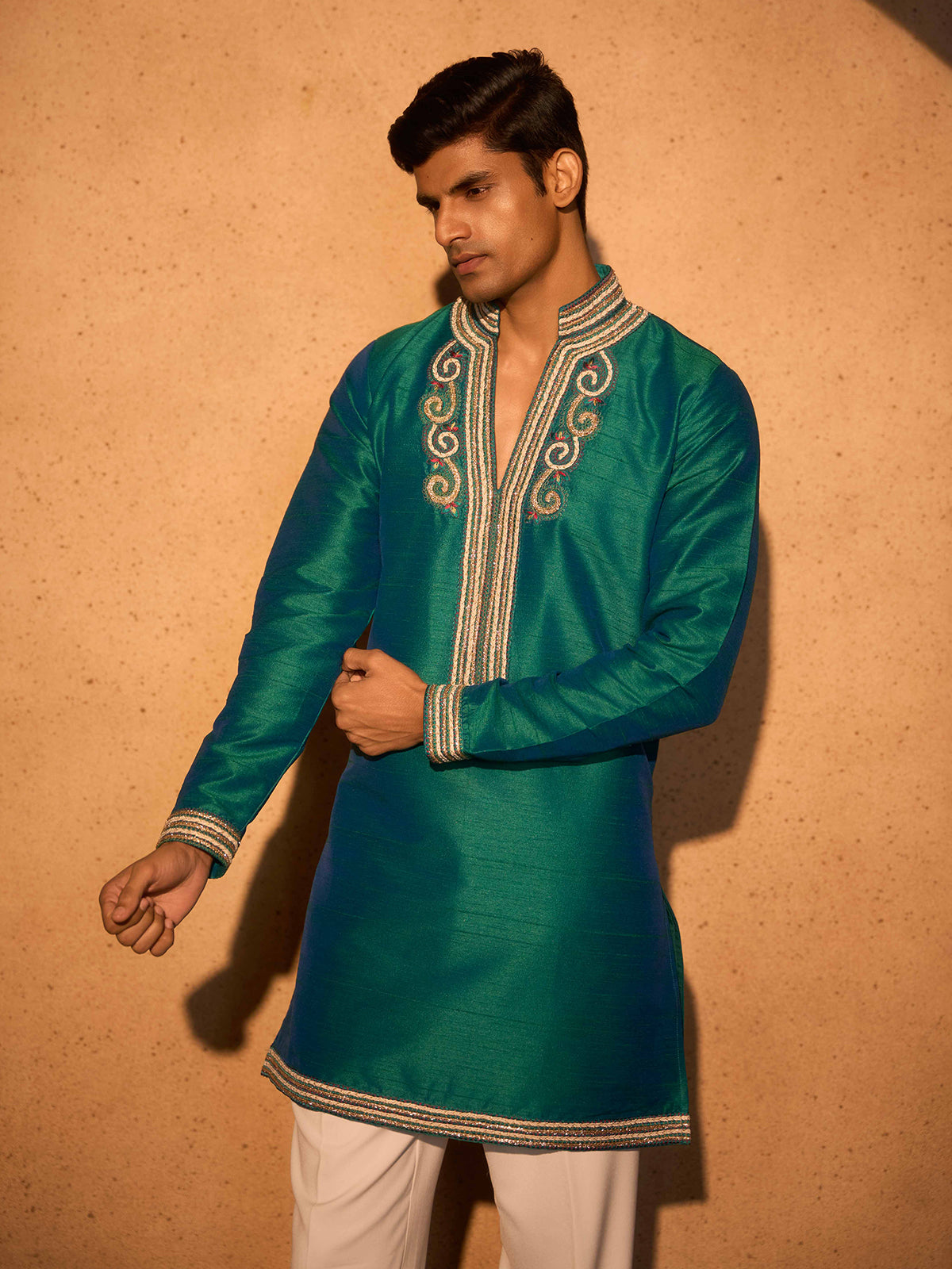 Blue soft silk premium festive kurta suit ensemble