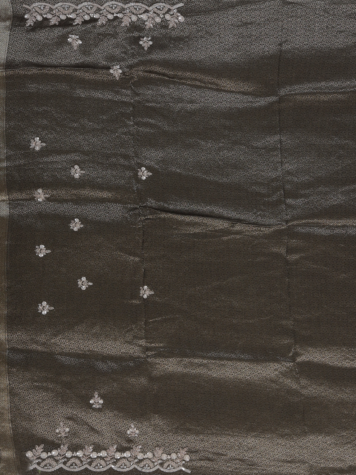 Grey dola silk embroidered occasion saree