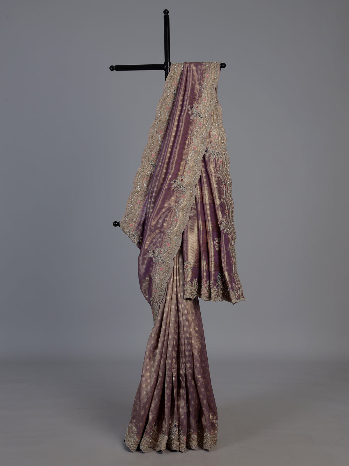 Purple dola silk designer occasion saree