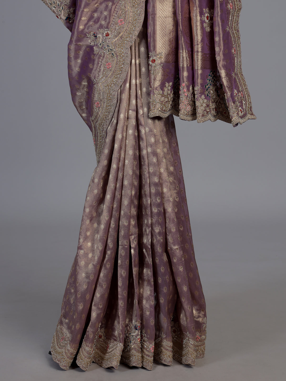 Purple dola silk designer occasion saree