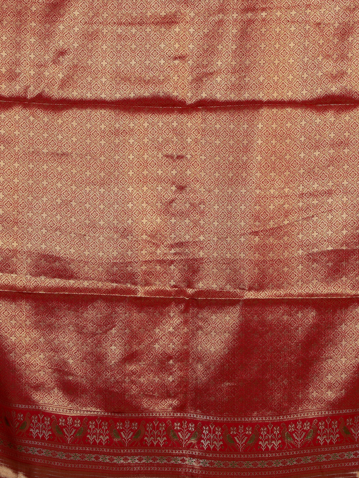 Red art tissue kanjivaram parrot border saree