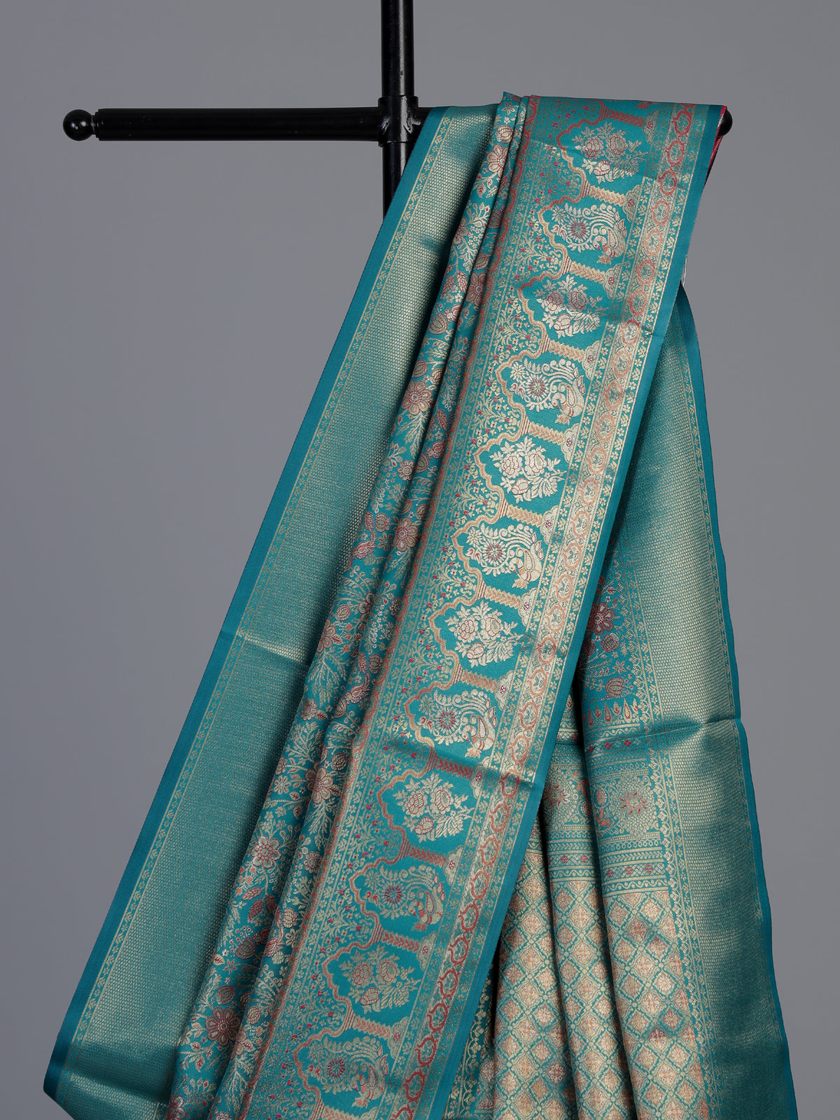 Rama blue art tissue kanjivaram festive saree